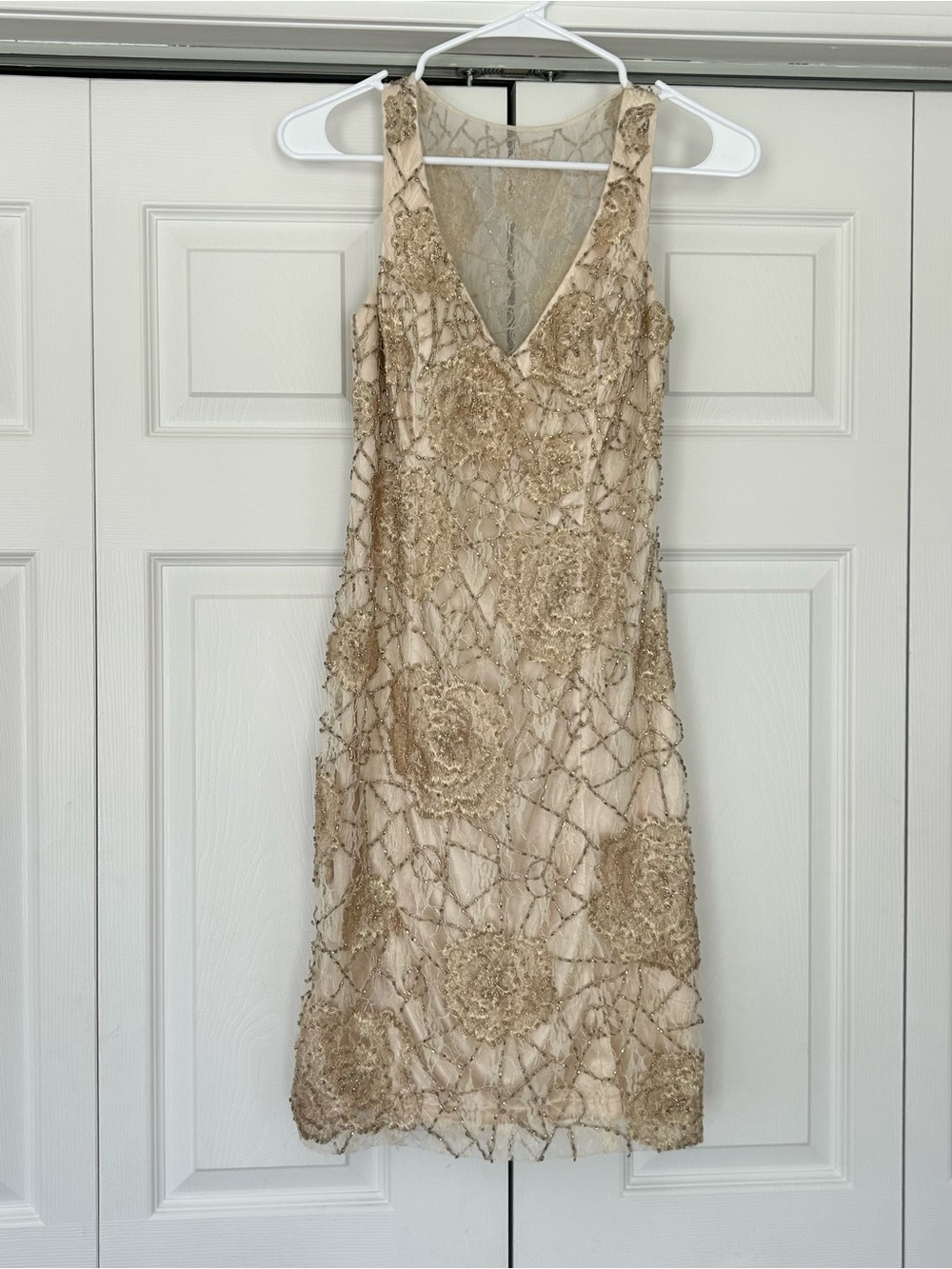 sue wong gold beaded dress